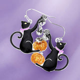 Enamel Halloween Cat Dangle Earrings