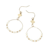 Quatrefoil Accent Pearl Beaded Hoop Link Drop Earrings