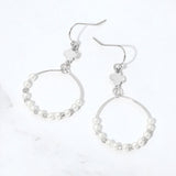 Quatrefoil Accent Pearl Beaded Hoop Link Drop Earrings