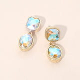 Square Oval Stone Link Drop Earrings