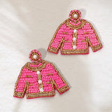 Felt Back Pearl Seed Beaded Top Dangle Earrings