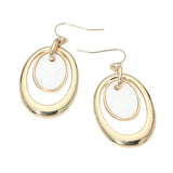 Oval Mother of Pearl Accent Layered Drop Earrings