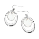 Oval Mother of Pearl Accent Layered Drop Earrings