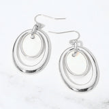 Oval Mother of Pearl Accent Layered Drop Earrings