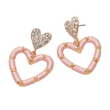 Thread Wrapped Open Heart Drop Dangle Earrings