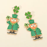 St Patricks Leprechaun Charm Drop Dangle Earrings