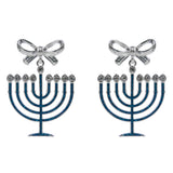 Bow Accent Hanukkah Menorah Dangle Earrings