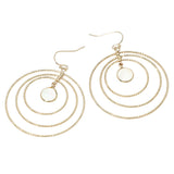 Circle Mother of Pearl Accent Layered Ring Drop Earrings