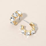 Oval Stone Cluster Hoop Earrings