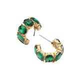 Oval Stone Cluster Hoop Earrings