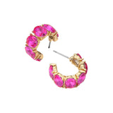 Oval Stone Cluster Hoop Earrings