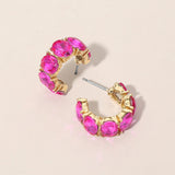 Oval Stone Cluster Hoop Earrings