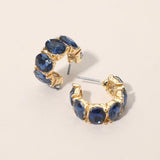 Oval Stone Cluster Hoop Earrings