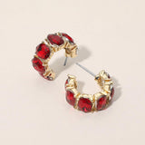 Oval Stone Cluster Hoop Earrings
