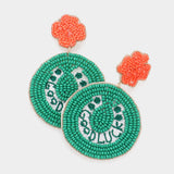 Good Luck Message St. Patrick's Day Felt Back Clover Horseshoe Link Dangle Earrings