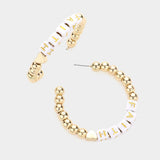 FAITH Metal Ball Half Hoop Message Earrings