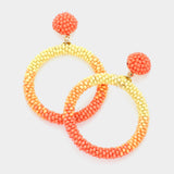 Ombre Seed Beaded Open Circle Dangle Earrings