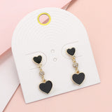 Enamel Heart Mini Shamballa Ball Link Dropdown Dangle Earrings