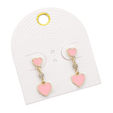 Enamel Heart Mini Shamballa Ball Link Dropdown Dangle Earrings