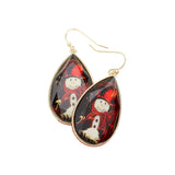 Snowman Printed Teardrop Dangle Earrings