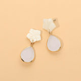 Floral Teardrop Stone Drop Earrings