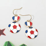 France Flag Soccer Ball Link Drop Earrings