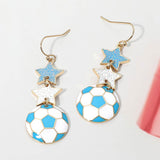 Argentina Glittered Double Star Soccer Ball Drop Earrings