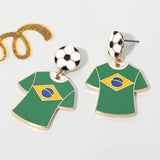 Brazil Soccer Jersey Drop Earrings