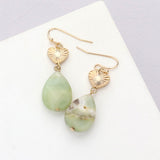 Metal Heart Teardrop Natural Stone Link Dangle Earrings
