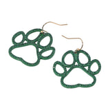 Rhinestone Paved Gameday Paw Dangle Earrings