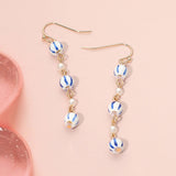 Ceramic Ball Pearl Link Drop Earrings