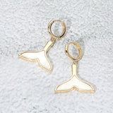Mother of Pearl Inlay Whale Tale Dangle Earrings