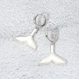 Mother of Pearl Inlay Whale Tale Dangle Earrings