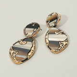 Textured Metal Frame Abstract Celluloid Acetate Drop Dangle Statement Earrings