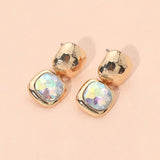 Geometric Square Stone Drop Earrings