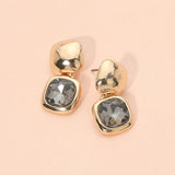 Geometric Square Stone Drop Earrings