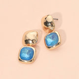 Geometric Square Stone Drop Earrings