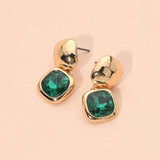 Geometric Square Stone Drop Earrings