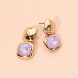Geometric Square Stone Drop Earrings