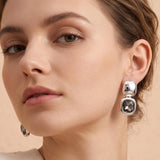 Geometric Square Stone Drop Earrings