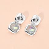 Geometric Square Stone Drop Earrings