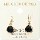 14K Gold Dipped Hypoallergenic Faceted Teardrop Stone Drop Earrings