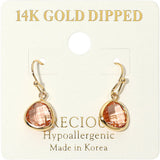 14K Gold Dipped Hypoallergenic Faceted Teardrop Stone Drop Earrings