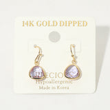 14K Gold Dipped Hypoallergenic Faceted Teardrop Stone Drop Earrings