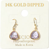 14K Gold Dipped Hypoallergenic Faceted Teardrop Stone Drop Earrings