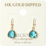 14K Gold Dipped Hypoallergenic Faceted Teardrop Stone Drop Earrings