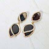 Rhinestone Pave Accent Abstract Drop Earrings