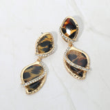 Rhinestone Pave Accent Abstract Drop Earrings