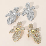 Rhinestone Pave Flower Statement Earrings