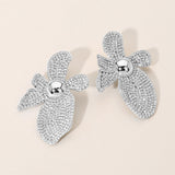 Rhinestone Pave Flower Statement Earrings